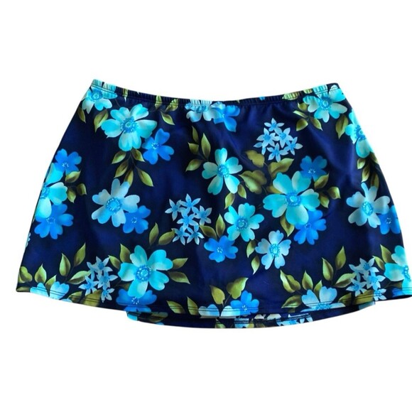 Lands’ End Women’s Swim Skirt Bottom 16 Blue Floral Modest Coverage - Picture 1 of 5